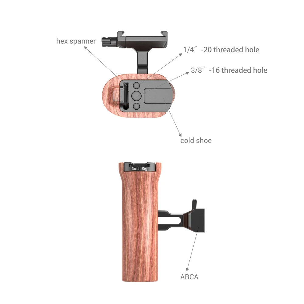 SmallRig деревянная боковая ручка с Arca-Swiss быстросъемный зажим для универсальной Arca l-кронштейн пластина DSLR деревянная ручка-2399