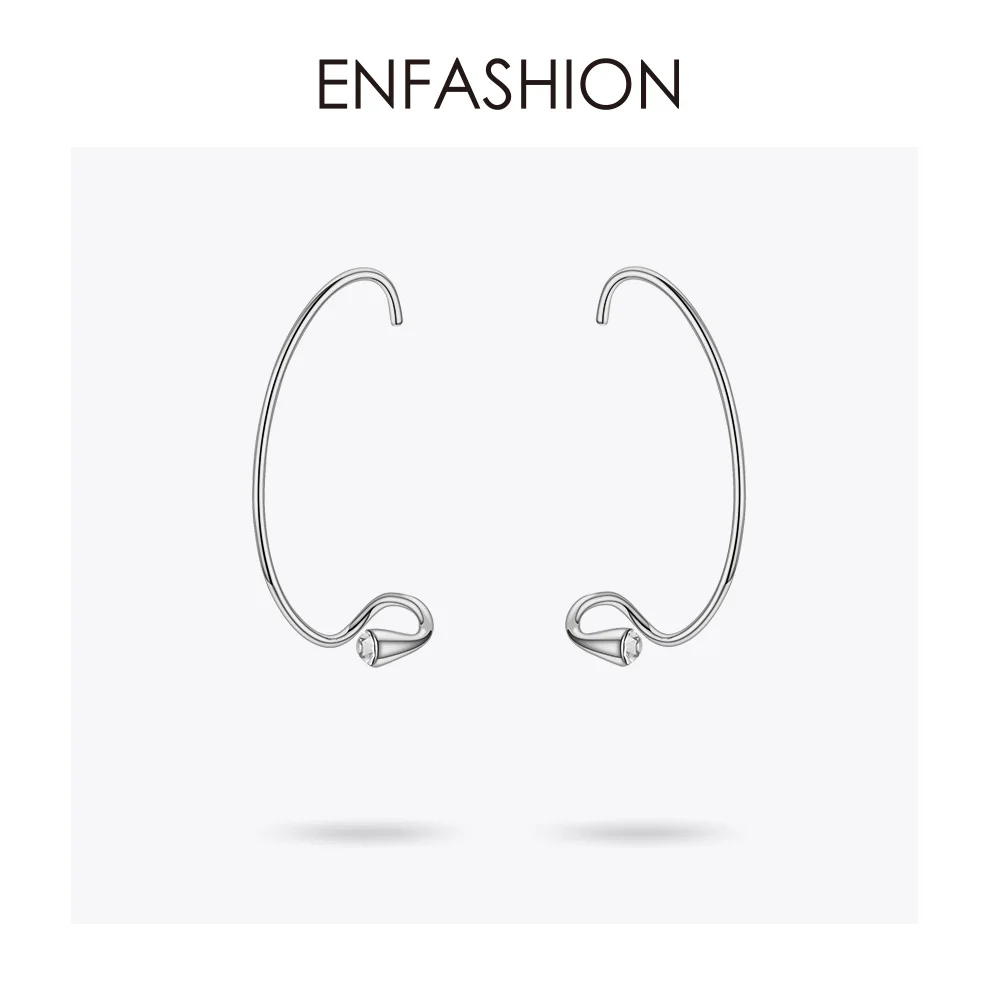 ENFASHION, кривой кристалл, серьги-манжеты, клипсы для женщин, золотой цвет, панк-рок, линия, серьги без пирсинга, ювелирные изделия E191093 - Окраска металла: Silver color