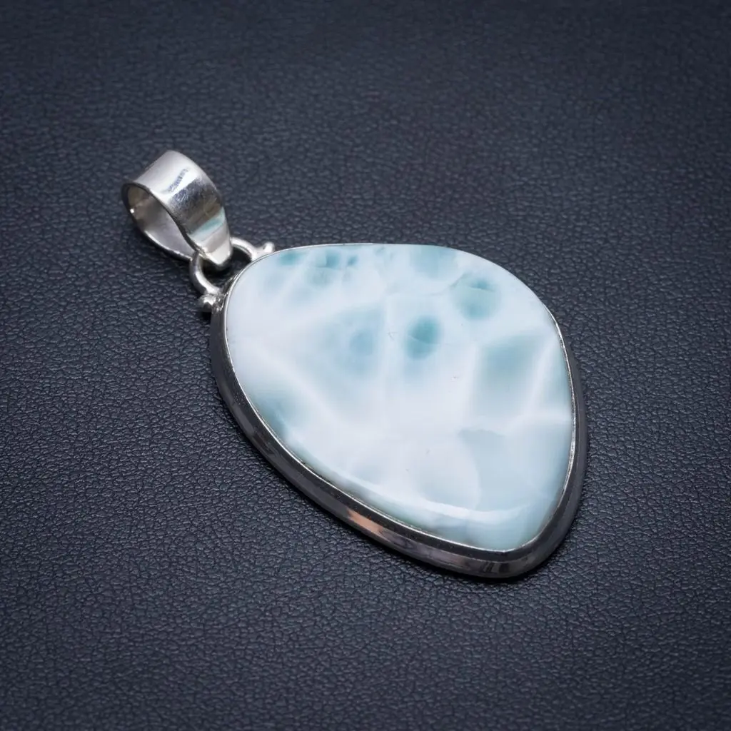 Натуральный Caribbean Larimar в стиле панк Винтажный 925 пробы серебряный кулон " S1066