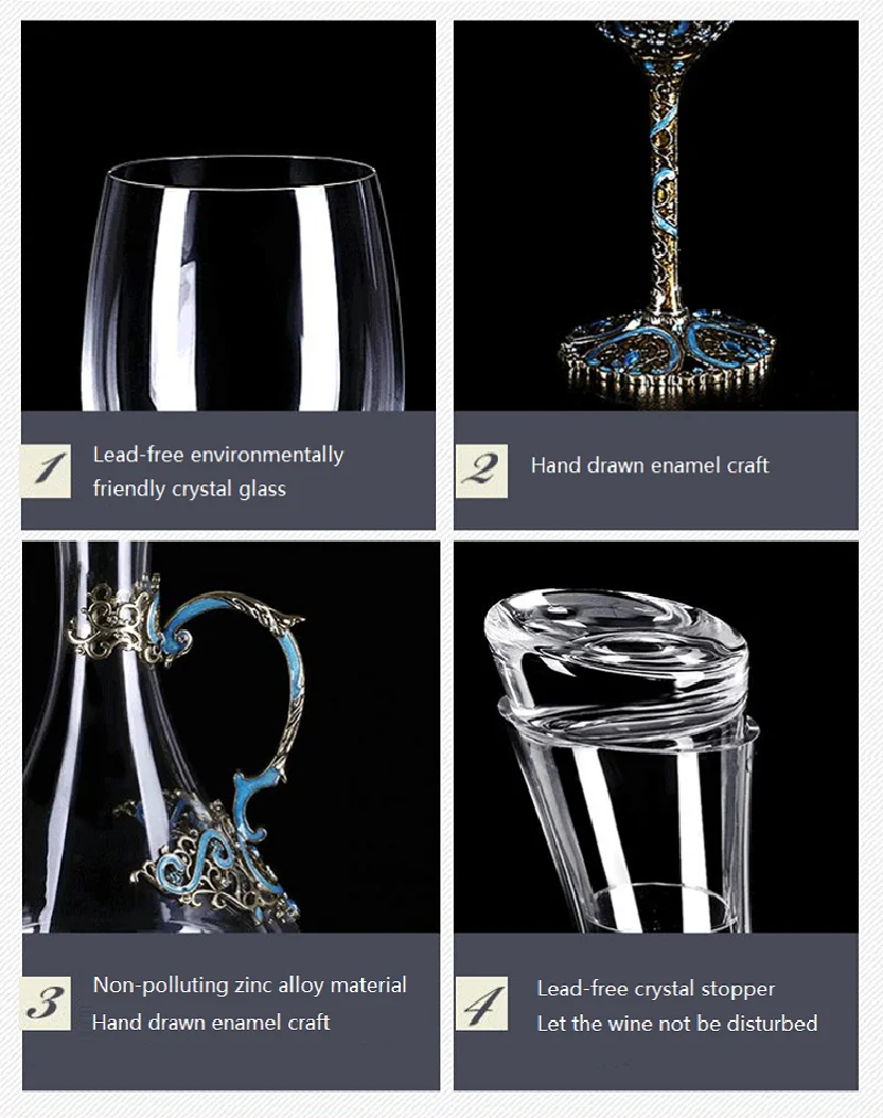 Фужеры высокого класса Vintage Crystal Костюм красного вина Металлический стеклянный