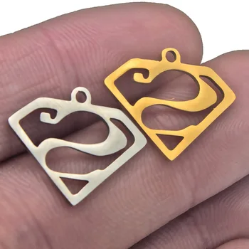 

5pcs/lot Fashion Stainless Steel Gold Superman charm Pendants Necklaces For Men&Women Jewelry making Pendant Finding Accessories