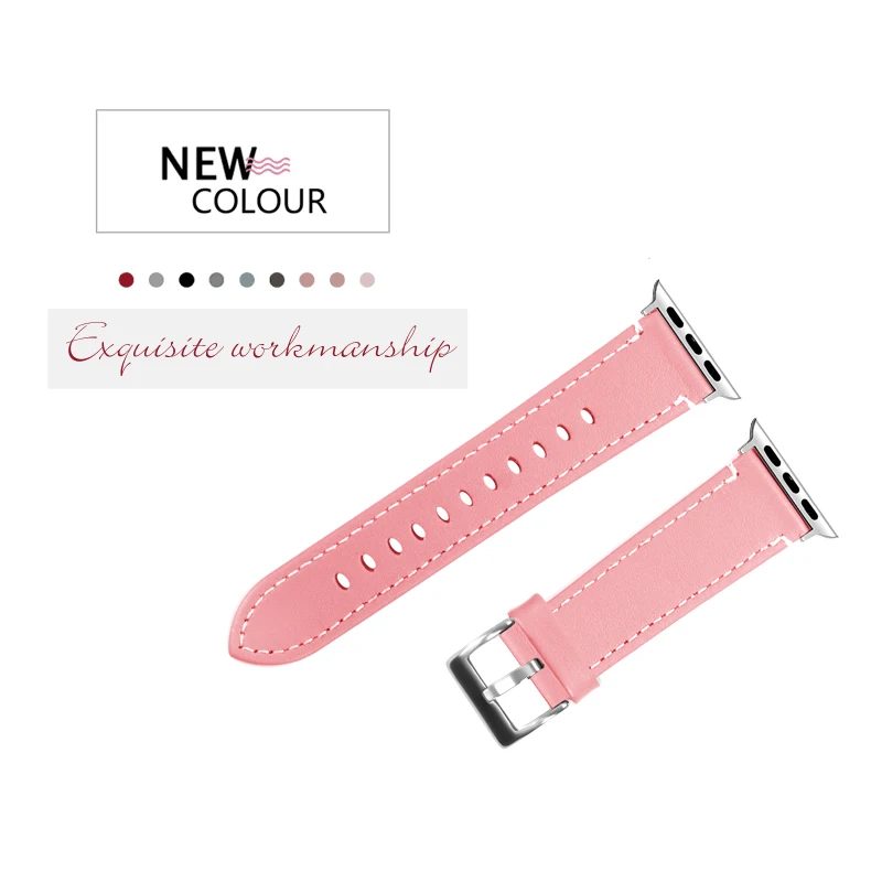 pink Joyozy часы аксессуары кожаный ремешок для apple Watch 4/3/2/1 сменный ремешок для apple watch, ремешок 38 мм/40 мм/42 мм/44 мм - Цвет ремешка: pink