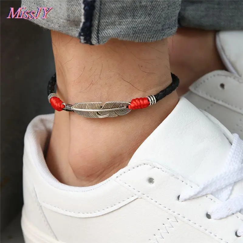 Adjustable Handmade Cool Simple Leaf Anklets Woven Adjustable Rope Lucky Foot Bracelet For Women Men Jewelry ankle chains silver anklet bracelet beads anklet fashion accessories toe foot bracelet