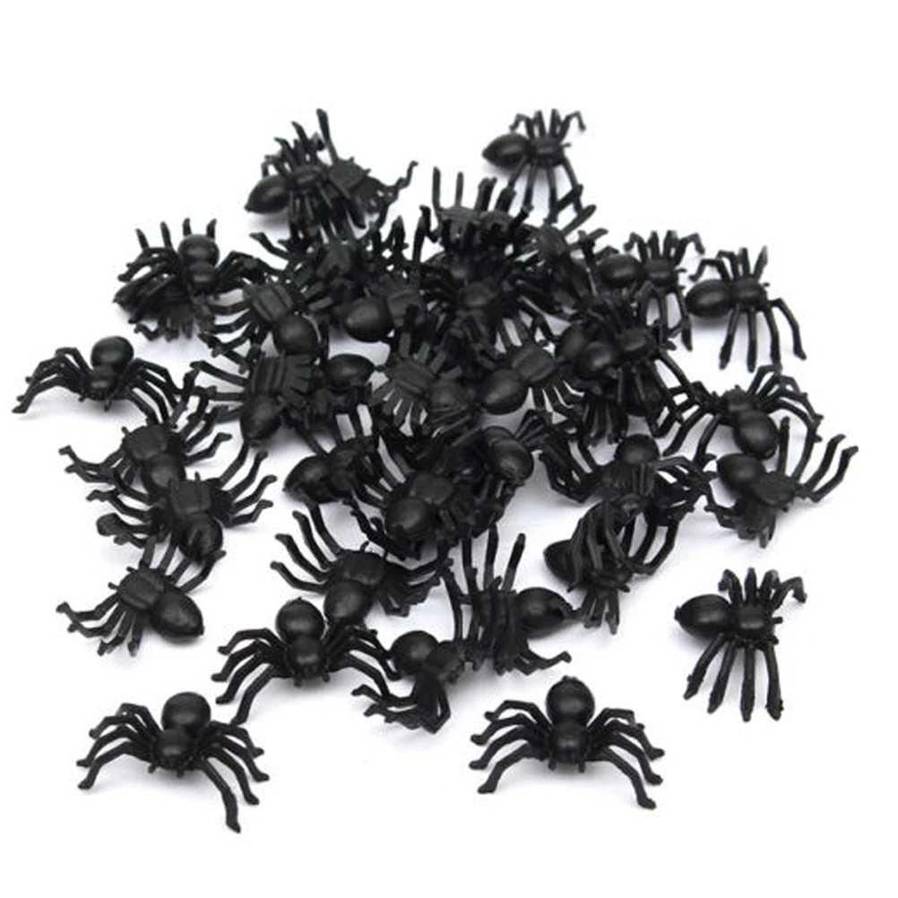 

60/200pcs Useful Plastic Black Spider Halloween Decoration Festival Supplies Funny Prank Toys Party Decoration Realistic Prop