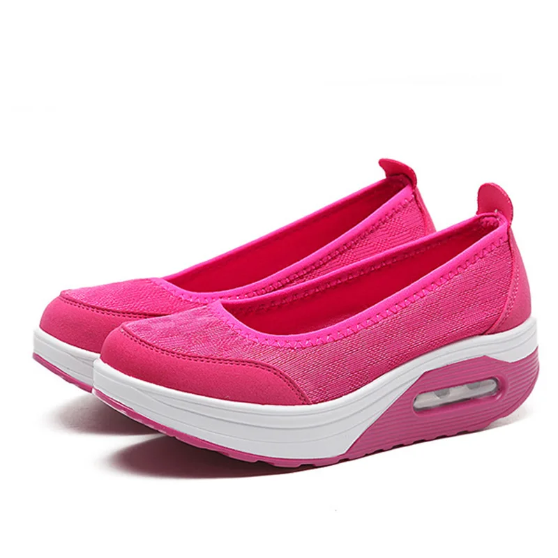 

Spring And Summer Mesh through Air Cushion Thick Bottomed Extra High Sports Casual Low-Cut Rocking Shoes WOMEN'S Shoes Mom Shoes