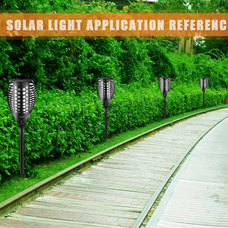 Convenient Torch Lamp Solar Powered 1900K IP65 30LM Warm Light 96LED Household Accessory Lighting Fixture Outdoor