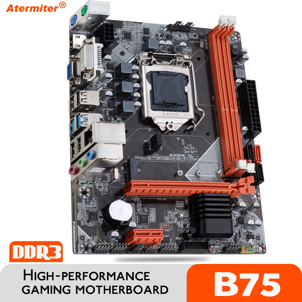 Материнская плата Atermiter B75 для Intel LGA 1155 i3 i5 i7 E3 DDR3 1333/1600 МГц 16 Гб PCI-E VGA HDMI Игровая SATA3.0