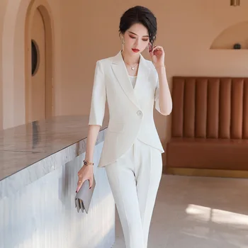 

High-quality women's clothingWhite suit suit for women 2020 new fashion professional suit for women host dress for beauty salon