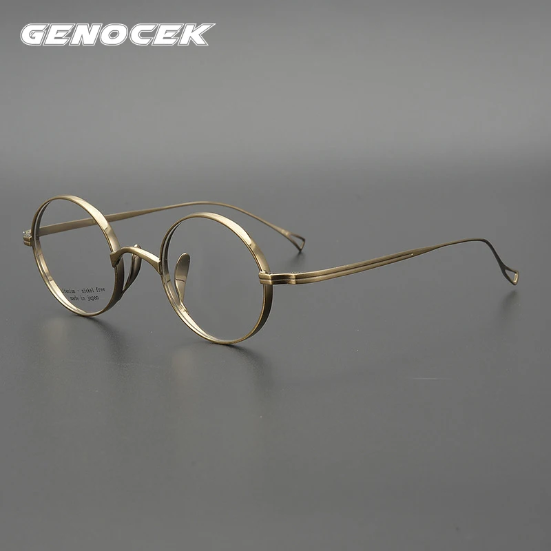 US $53.99 Luxury Vintage Titanium Round Glasses Frame Men Women Myopia Optical Prescription Eyeglasses Frame Brand Designer Eyewear Frames