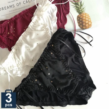 

Anime Japanese Nylon Pantie Panties women Bronzing stars Pants Mid waist Comfortable Lingerie 3 pieces in a pack women fashion