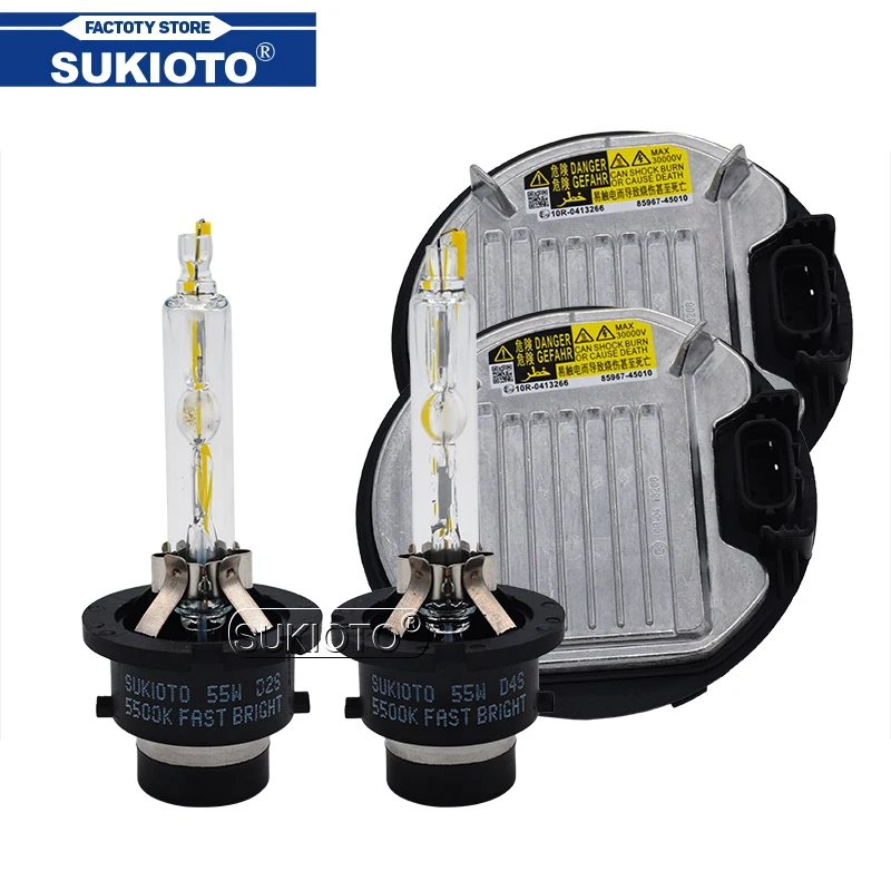 SUKIOTO Fast Bright 55W Xenon D2S D4S HID Headlight Kit Xenon Bulb 5500K D2R D4R D2 D4 Car Light Ballast 85967-45010 8596745010 (3)
