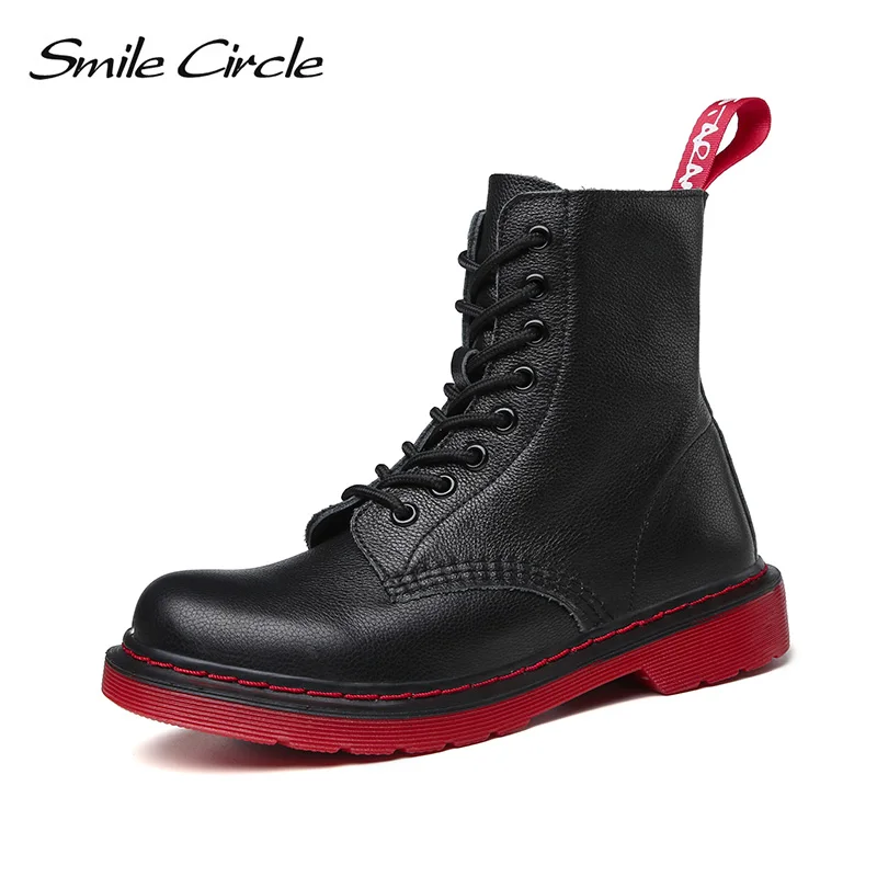 

Smile Circle ankle Boots Women Platform shoes Autumn New Fashion England style Genuine Leather Casual Short boots Ladies
