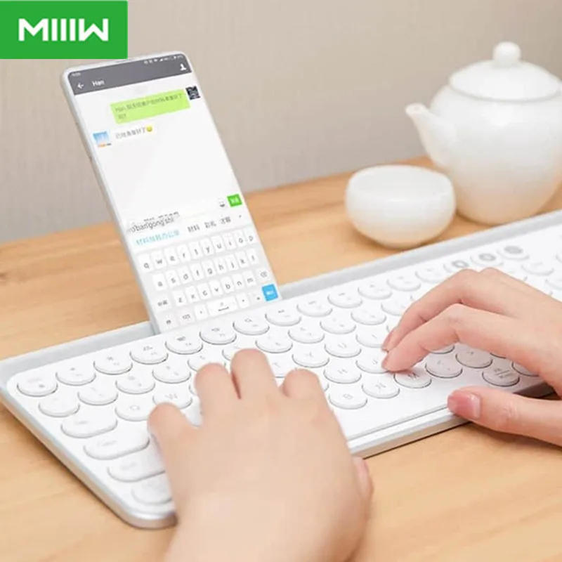 Teclado sem Fio Compatível para Xiaomi Teclado + Pasta de Teclado Original Miiiw Bluetooth Modo Duplo 104 Teclas 2.4 Ghz Mac Russo
