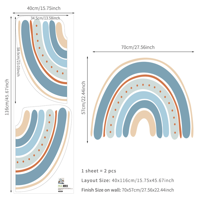 Rainbow Watercolour Home Decor Wall Sticker Self-Adhesive for Children's Room Living Room Nursery Decals Nordic Kid Stickers