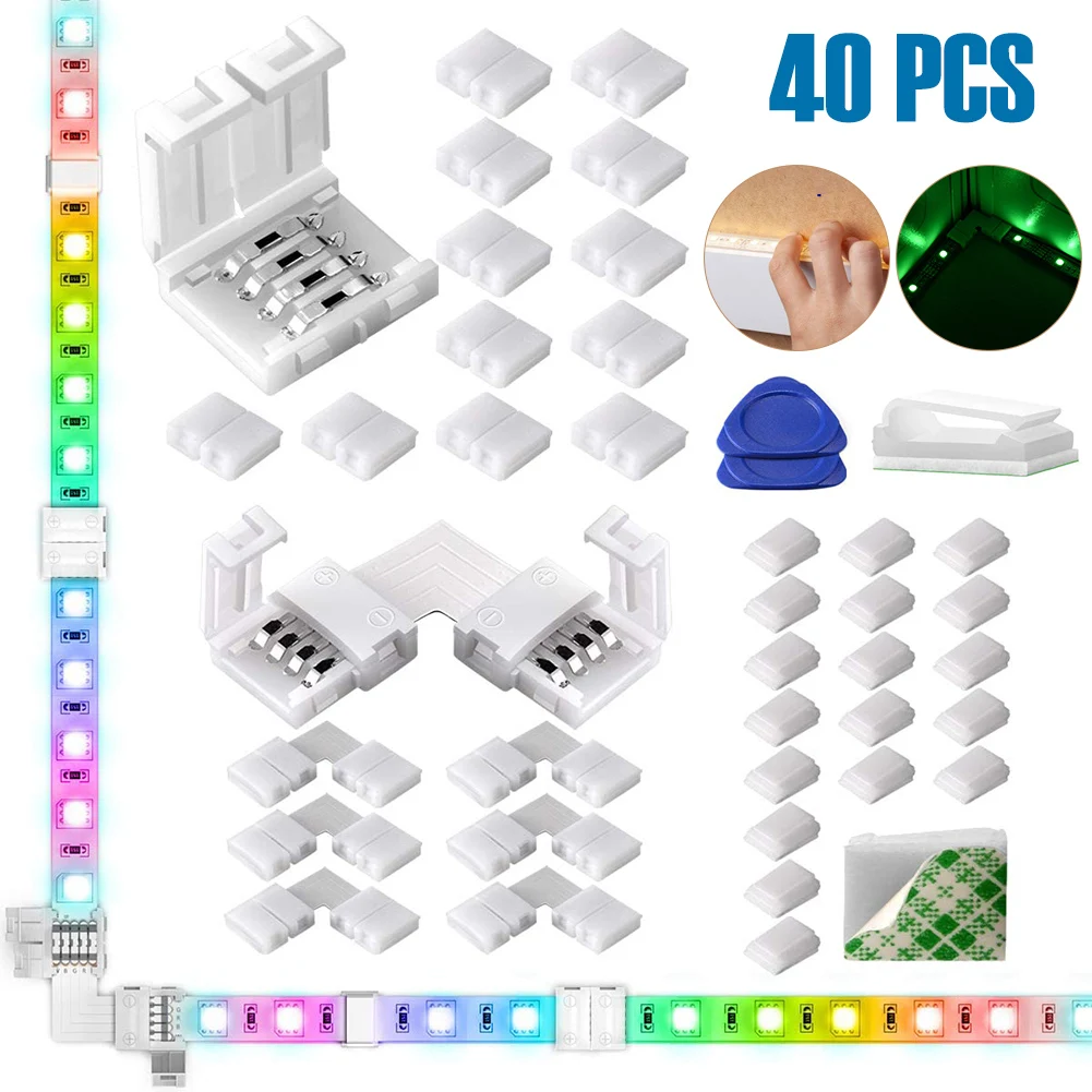 40 упаковок 4-контактных разъемов для Светодиодный Ной ленты RGB 10 мм светодиодный