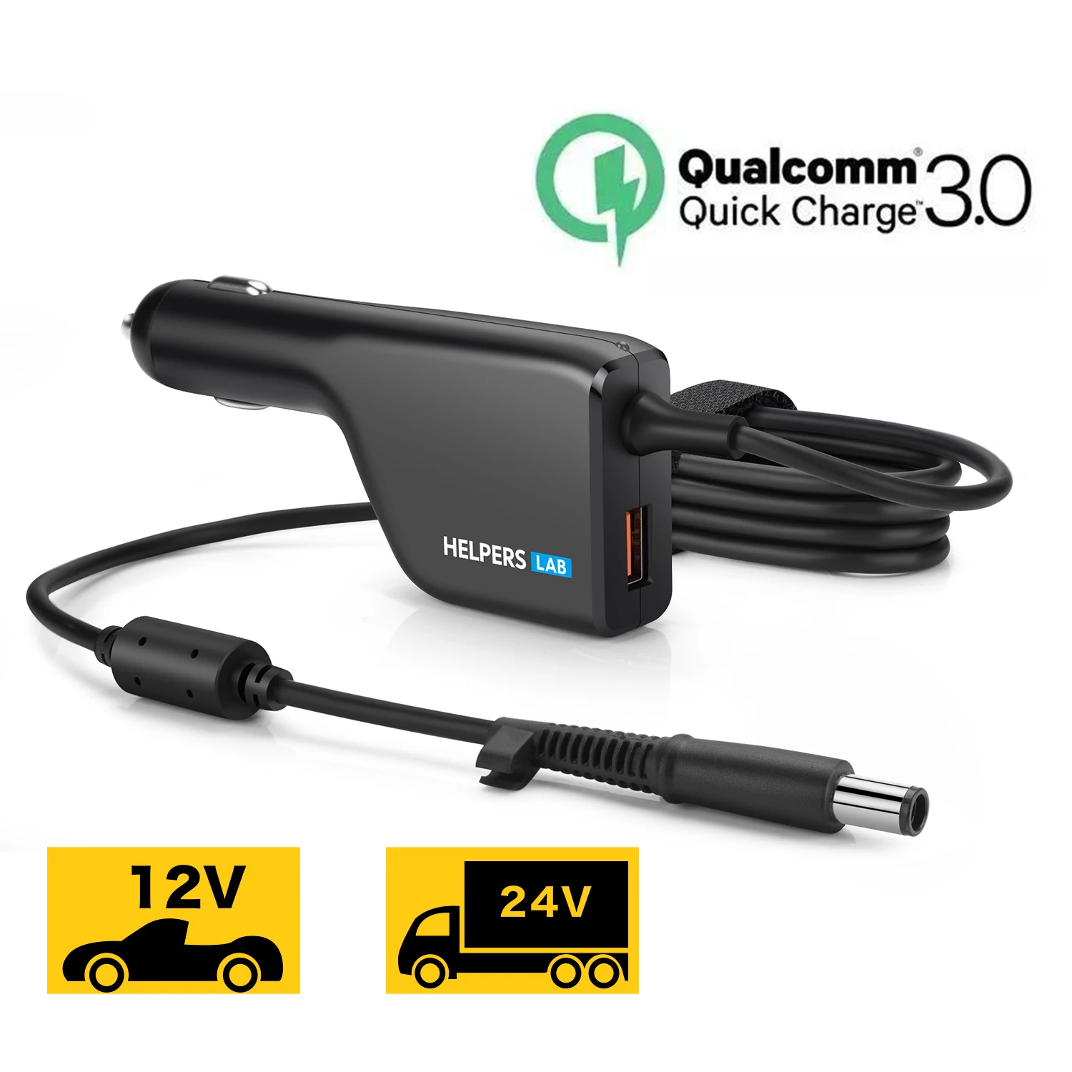 Chargeur Voiture 90W Pour Ordinateur Portable Dell - 19,5V 4,62A, Compatible Latitude, Inspiron, XPS, Vostro…