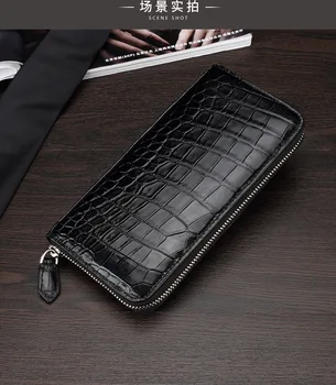 

New men crocodile purse business long man hand bag bills more for genuine leather wallets