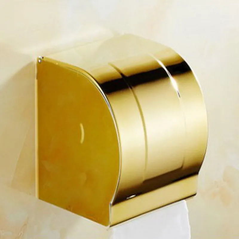 

Polished Gold Color Brass Wall Mounted Bathroom Toilet Paper Roll Holder Box Bathroom Accessory mx001