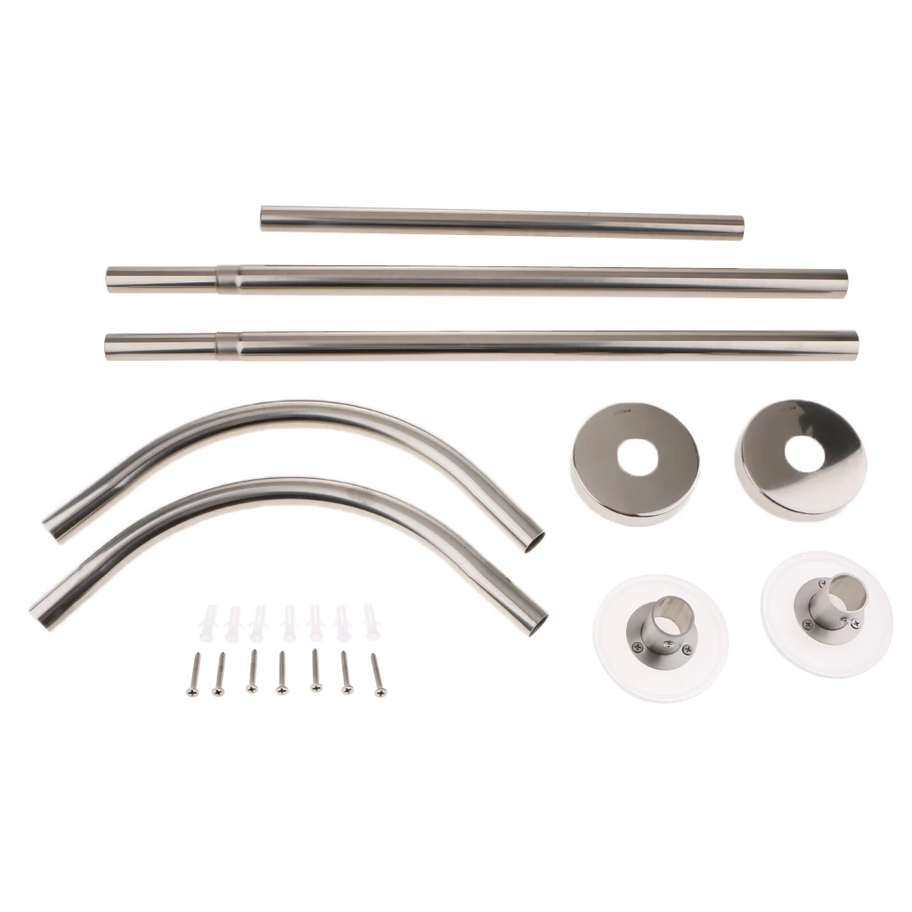 U Curved Shower Curtain Pole 31-47inch Rail Rod Pole Bathroom Door Rod Rail