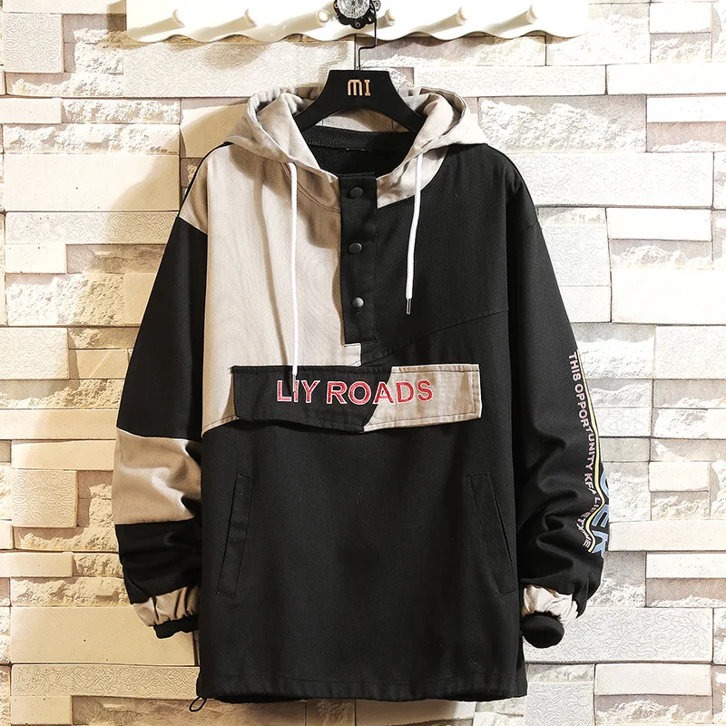 

Men Sweatshirts Street Fashion 2019 New Arrival Spring And Autumn Male Hoodies Patchwork Letter Plus Size Coat Korean Style H01