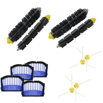 

4 Blue AeroVac Filter+2 set main Brush kit+4side brush for iRobot Roomba 600 Series 620 630 650 660 accessory Replacment