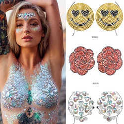 3D Acrylic Chest Sticker Rhinestone Sticker Chest Sticker Stage Bar Music Festival Art Sticker Temporary Tattoo Fake Tattoo