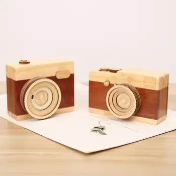 

Lovely Wooden Camera Music Box Sky City Music Rotating Octave Shutter Music Box Kids Birthday Gift Home Desktop Decoration Craft
