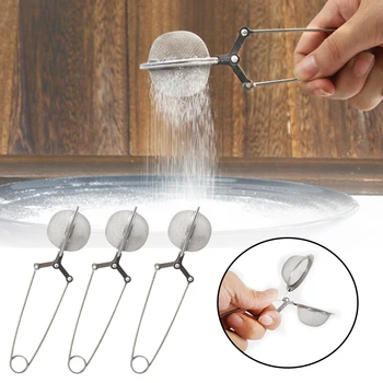 

3pcs Loose Leaf Infuser Tea Strainer Coffee Fine Mesh Mulling Spices Reusable Snap Ball With Handle Kitchen Stainless Steel Home