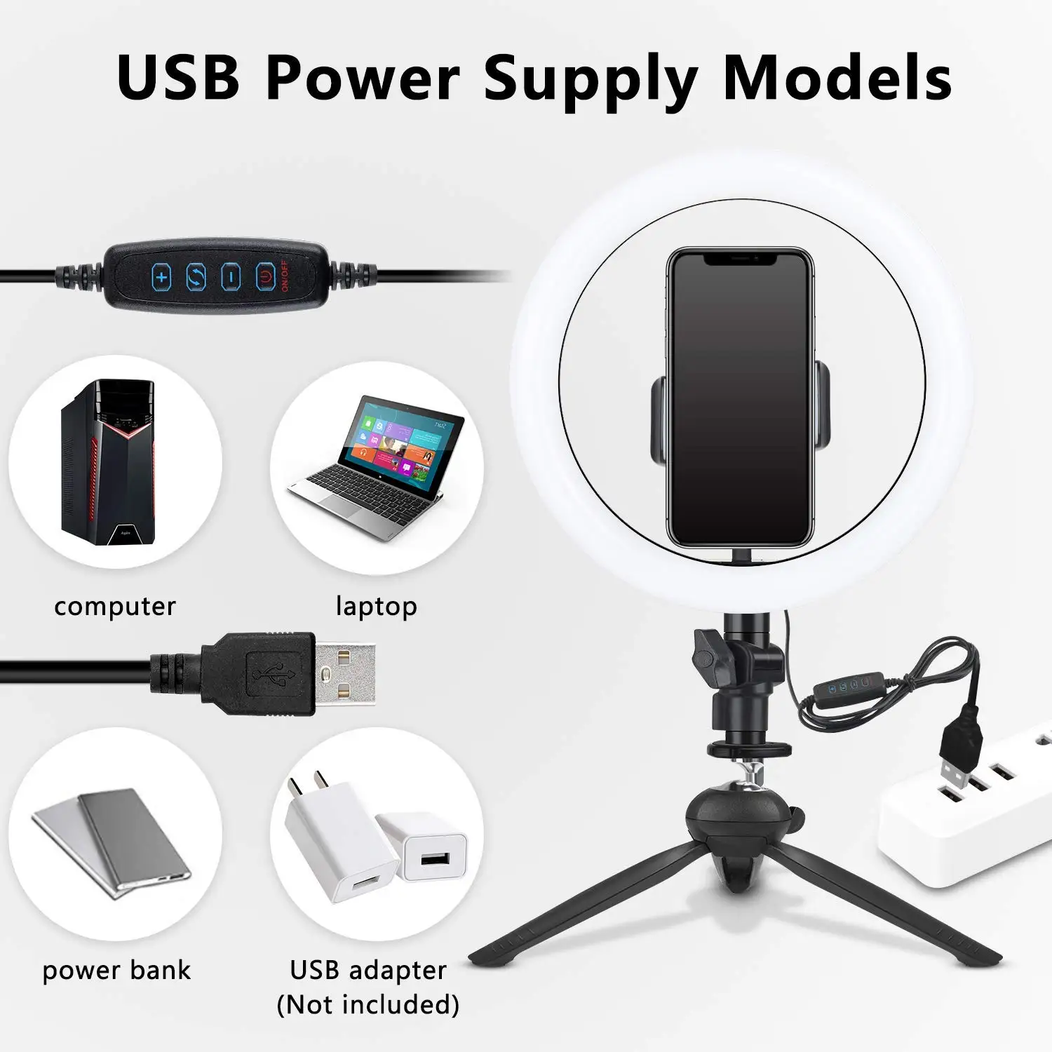 Dimmable Wireless Bluetooth 10" LED Ring Light with Stand Camera Selfie Light Phone Tripod Holder for Video Photography Live