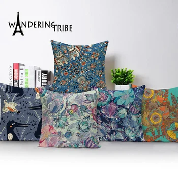 

Colorful Plant Linen Cushion Cover Tropical Jungle Throw Pillowcase Home Decor Sofa Decoration Decorative Pillow Covers Kissen