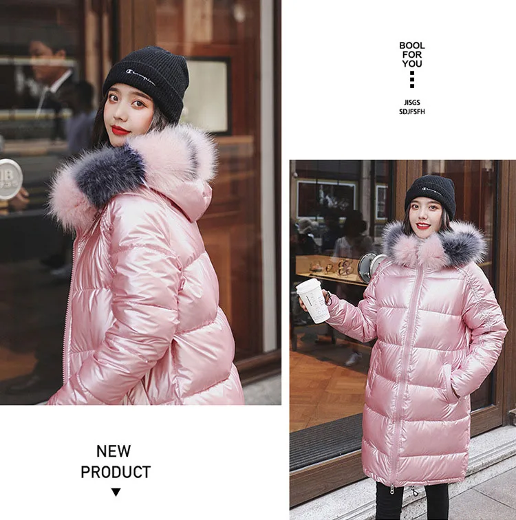 Winter Warm Parka Women Clothing New Down Jacket Thick Woman Fashion Glossy Jacket Plus Size Hooded Fur Padded coat Ladies