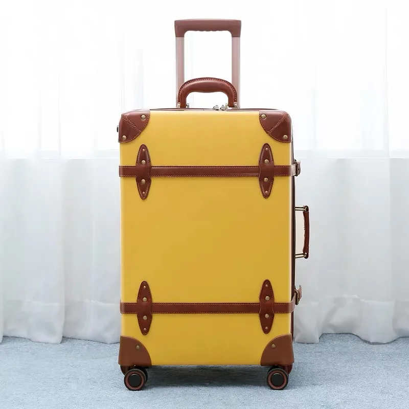 only luggage CARRYLOVE 2" 24" 2" inc. Женская Ретро кожаная сумка для багажа spinner trunks box trolly винтажный чемодан на колесах - Цвет: only luggage