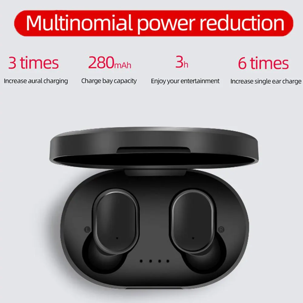 A6S Wireless Earphone For Xiaomi Redmi Airdots Earbuds Bluetooth 5 0 TWS Headsets Noise Cancelling Mic for iPhone Huawei Samsung