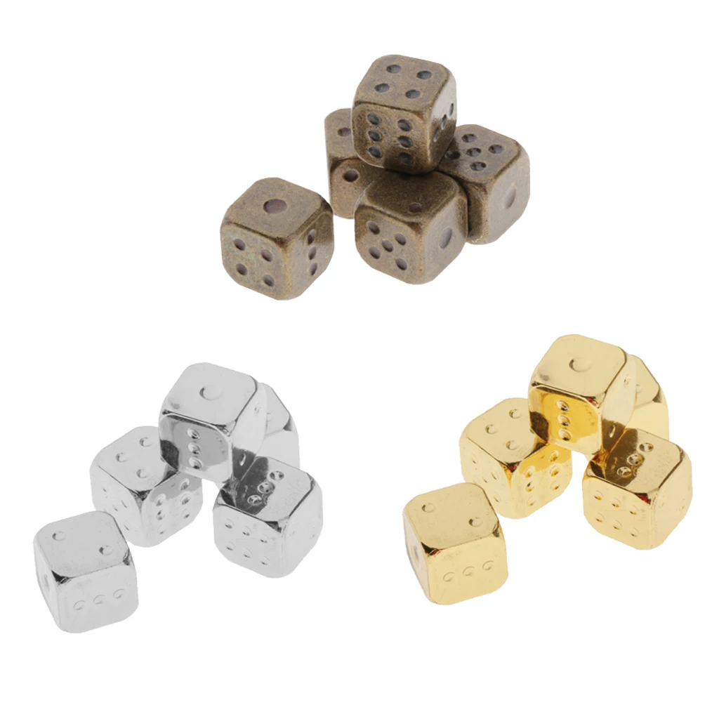 5 Pcs 6 Sided Dice Set Metal Tone Colors Dice with Gold Pips Round Corner Dice Role Playing Dice DIY Mahjong Accessories 5 Pcs 6 Sided Dice Set Metal Tone Colors Dice with Gold Pips Round Corner Dice Role Playing Dice DIY Mahjong Accessories