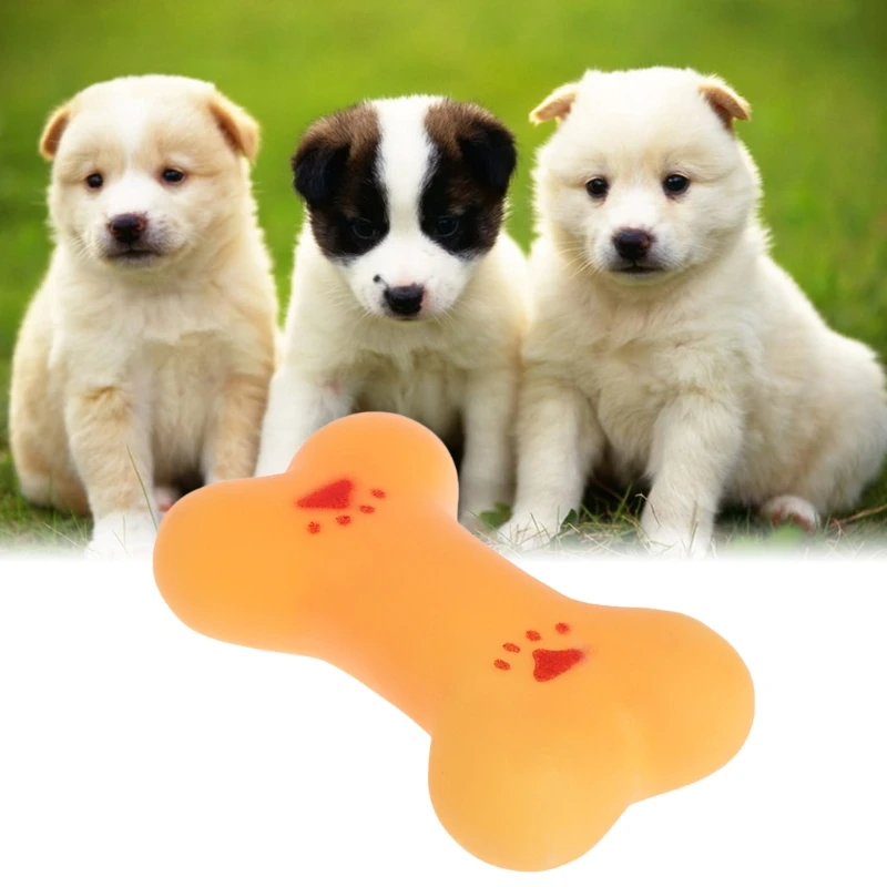 Pet Toys Bite Chew Squeaky Bone Dogs Cats Puppy Small Soft Rubber Teeth Training