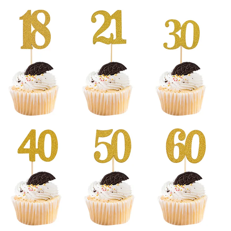 Glittery Light Purple Number 21 21st Birthday Cupcake Toppers Pack of 10 