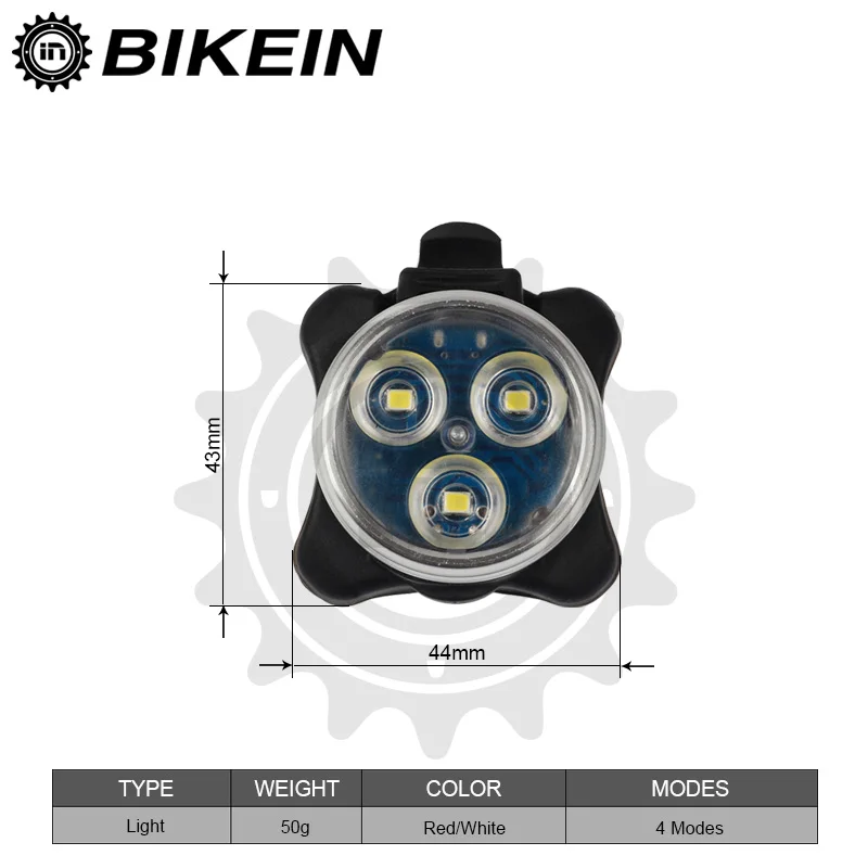 BIKEIN-велосипедный велосипед 3 светодиодный передний головной светильник перезаряжаемый задний светильник s водонепроницаемый фонарь 4 режима Предупреждение ющий задний светильник