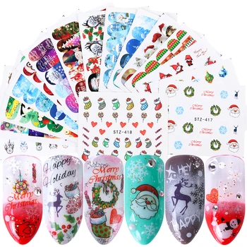 

16PCS/Set Cartoon Nail Art Stickers Decal Feather Owl Design Slider Christmas Water Transfer Adhesive Decoration Manicure TR863