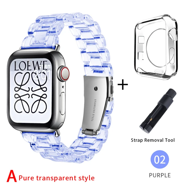 Newest Strap for Apple Watch Band Series SE 7 6543 Transparent for Iwatch bracelet 38 41 45 40mm 42mm 44mm Watchband accessories purple
