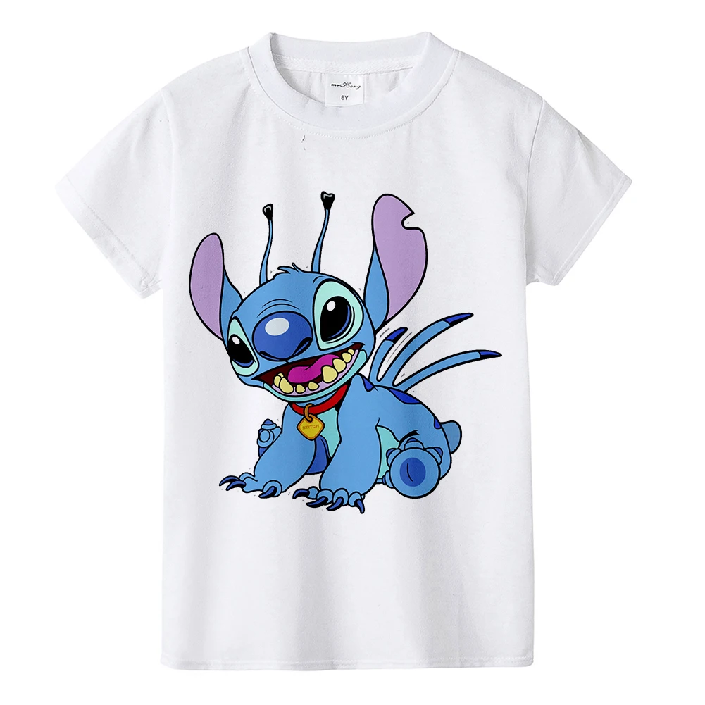 Lilo& Stitch/детская футболка Универсальная футболка для мальчиков и девочек с принтом аниме Повседневный детский топ, BAL584 - Цвет: BAL584J