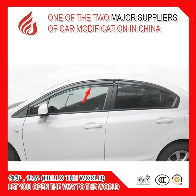 

4 Piece Injection molding trim vent shade rain sun wind deflector window visor for CIVIC 2006-2011 2012-2015 2016-2018