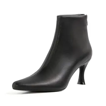 

New Women Sexy Pointed Toe Ankle Boots Zipper Superfine fiber Autumn Winter Wedding Party Shoes Woman Ladies Fashion Short Boots