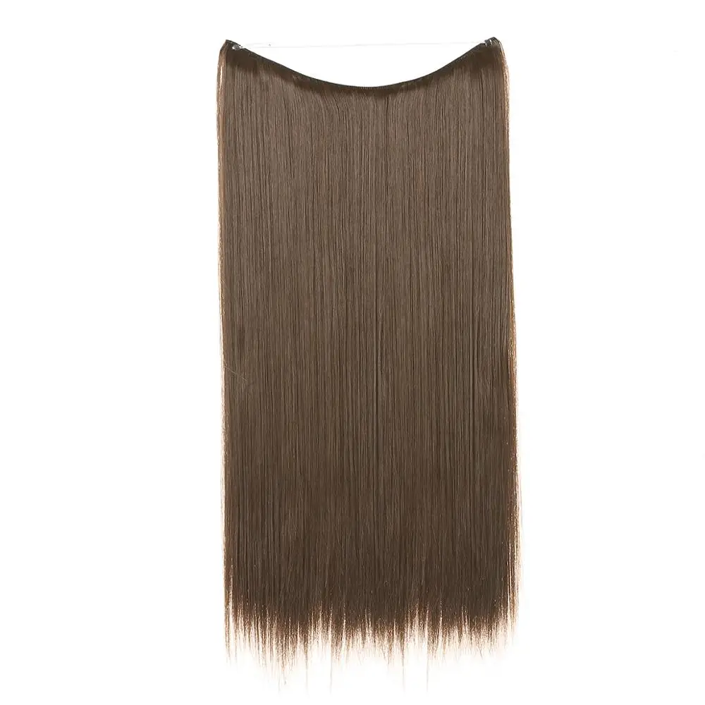 Medium ash brown Пряди для наращивания, невидимые, Омбре, прямые, скрытая, секретная корона, флип, накладные синтетические волосы для женщин, M02 - Цвет: Medium ash brown
