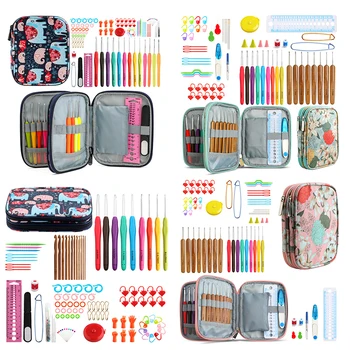 

7 Styles Soft Handle Knitting Needles Kit Knitting Craft Case Crochet Agulha set Weaving Tools Sewing Tool Crochet Hooks Set Bag