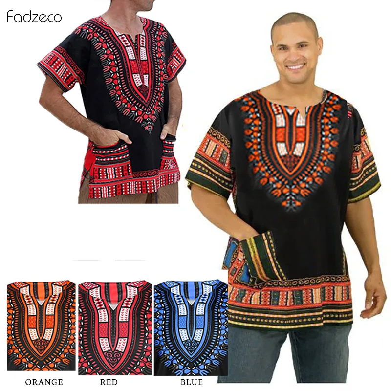 Мужская одежда в африканском стиле Fadzeco Dashiki футболка с принтом традиционном