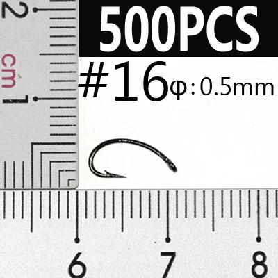 size 16 500pcs 500 шт., крюки для завязывания мушек с изогнутым хвостовиком, крючки для яиц, креветок, ягод, Emerger Mayfly, Nymph, связывание черного никеля, размер#8-#16 - Цвет: size 16 500pcs