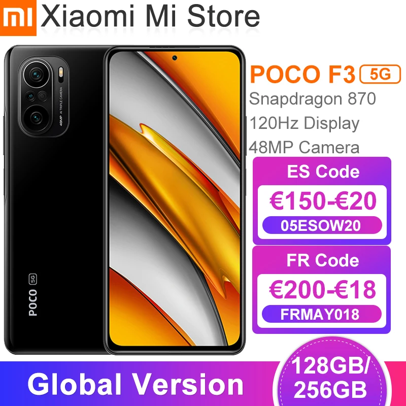 Versión global POCO F3 5G Smartphone Snapdragon 870 Octa Core 128GB / 256GB 6.67 120Hz E4 Pantalla AMOLED 48MP Triple cámara NFC