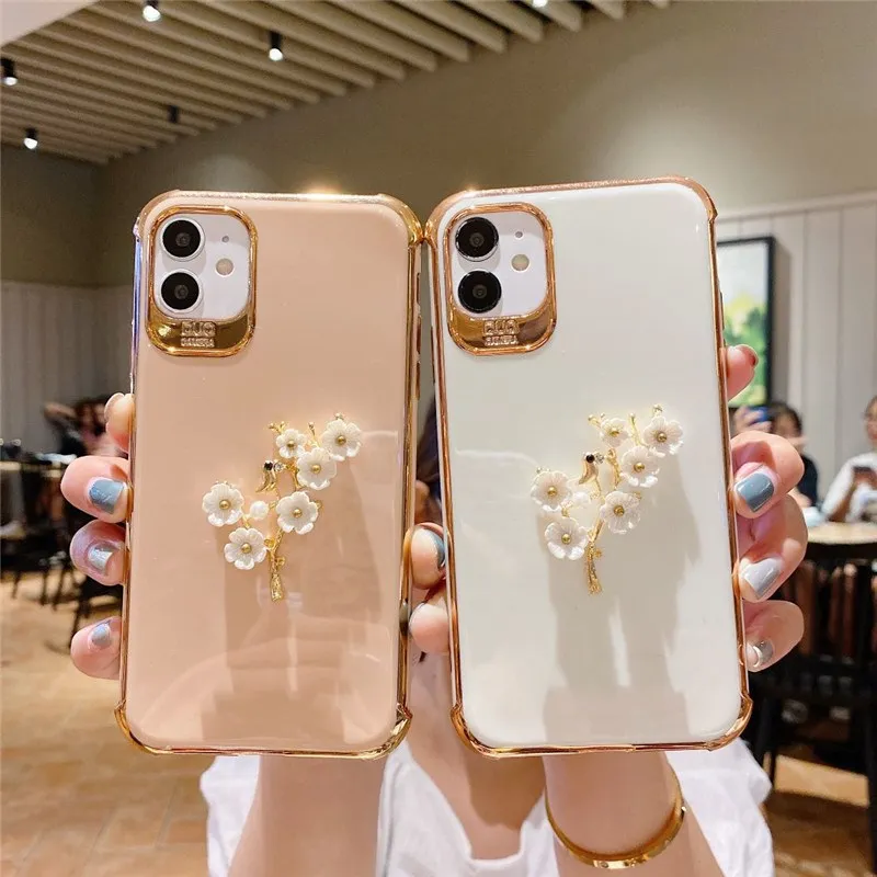 Чехол-накладка для iphone 11 Pro 7 8 plus X XS XR MAX SE 2020 металлический с 3D цветами защитой