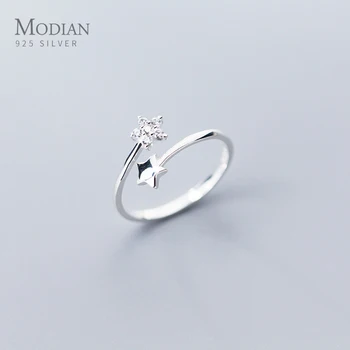 

Modian Radiant Zircon Stars Ring for Women Fashion Authentic 925 Sterling Silver Open Adjustable Simple Ring Fine Jewelry