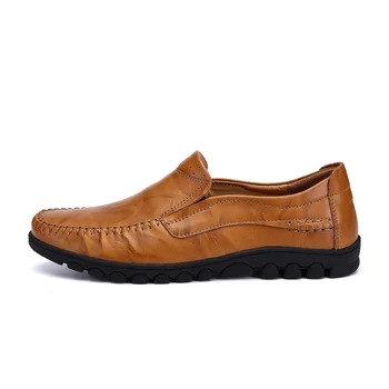 

Classic Men Leather Shoes Breathable Men Shoes Leather Comfortable Mens Shoes Casual Loafers Non-slip Soft Big Size 47 Rubber